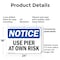 Signmission Use Pier At Own Risk, 24 in W x Rectangle, Plastic OS-2PACK-NS-P-1824-L-18808 - alternate 6